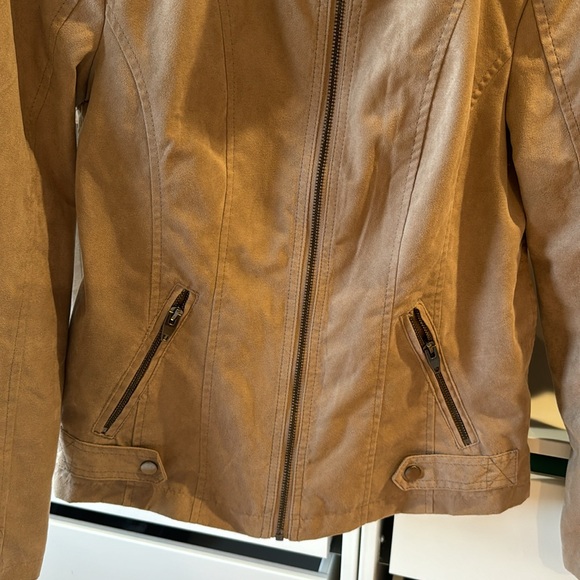 Sebby Collection Faux Suede Jacket in Tan - Picture 5 of 10